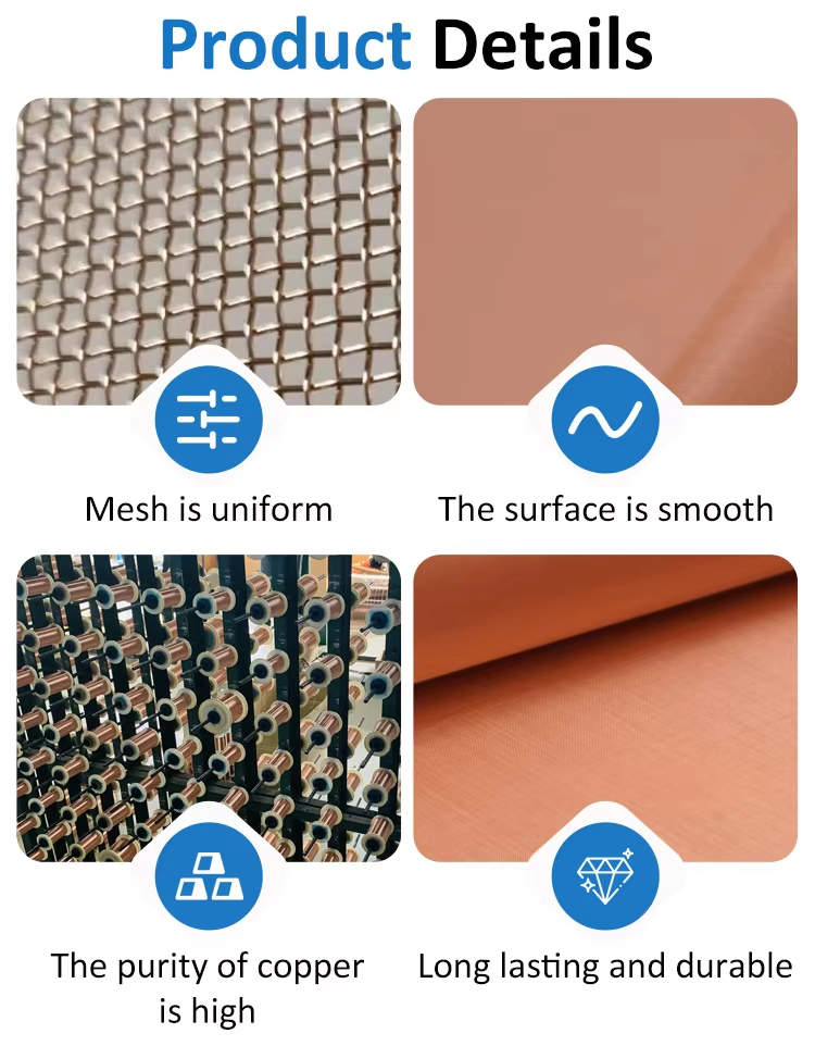 Wholesale Copper Wire Mesh 8-120 Mesh with 0.10-0.80mm Wire Diameter for Industrial Filtration Applications