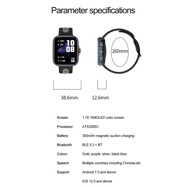 IOS Android smartwatch 1.43''AMOLED HD Screen High Accuracy GPS Track and Multi Sport