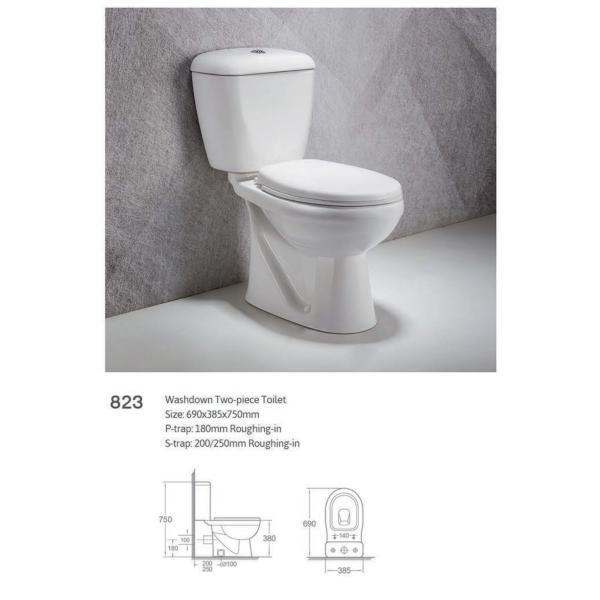 Two Piece Ceramic WC Toilet Bowl Pan Floor Mounted Sanitary Commode