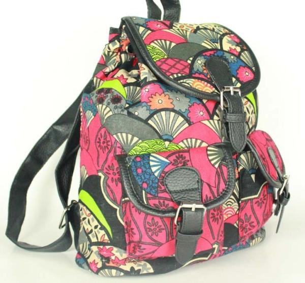 Hot Ladies European and American fashion retro flower casual canvas backpack trumpet