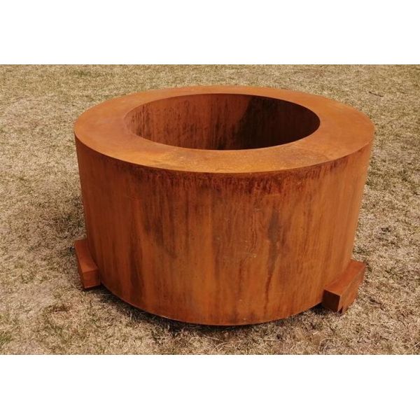 Large Outdoor Heater Round Corten Steel Outdoor Fire Table With T Shape Legs