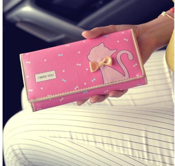Tie cat wallet 2016 new Miss Han Ban lovely cartoon printed long section of loose change