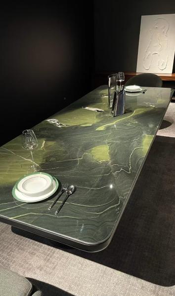 Mesa de comedor de mármol brasileño pulido, mesa de comedor con tapa de mármol verde, resistente y de alta durabilidad