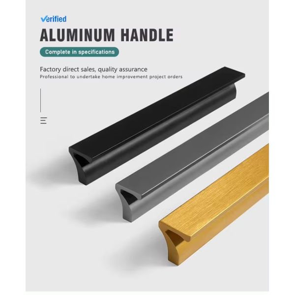 Brushed Gold Aluminum Furniture Hardware Kitchen Cabinet Handle Pull