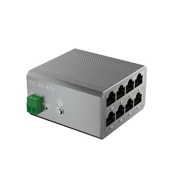 Mini Industrial Ethernet Switch 8 Port DIN Rail Metal Compact Network Switch