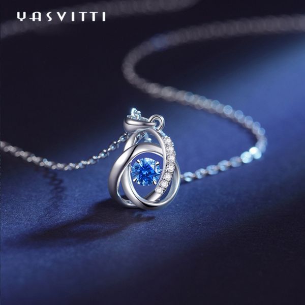 1,1 ожерелье сапфира ожерелиь 5A CZ ювелирных изделий грамма 16.76mm стерлинговое серебряное каменное