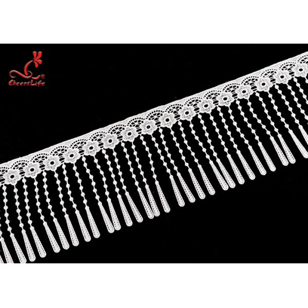 лента отделки края химиката шнурка полиэстера 12Cm расстворимым в воде белым вышитая Tassel