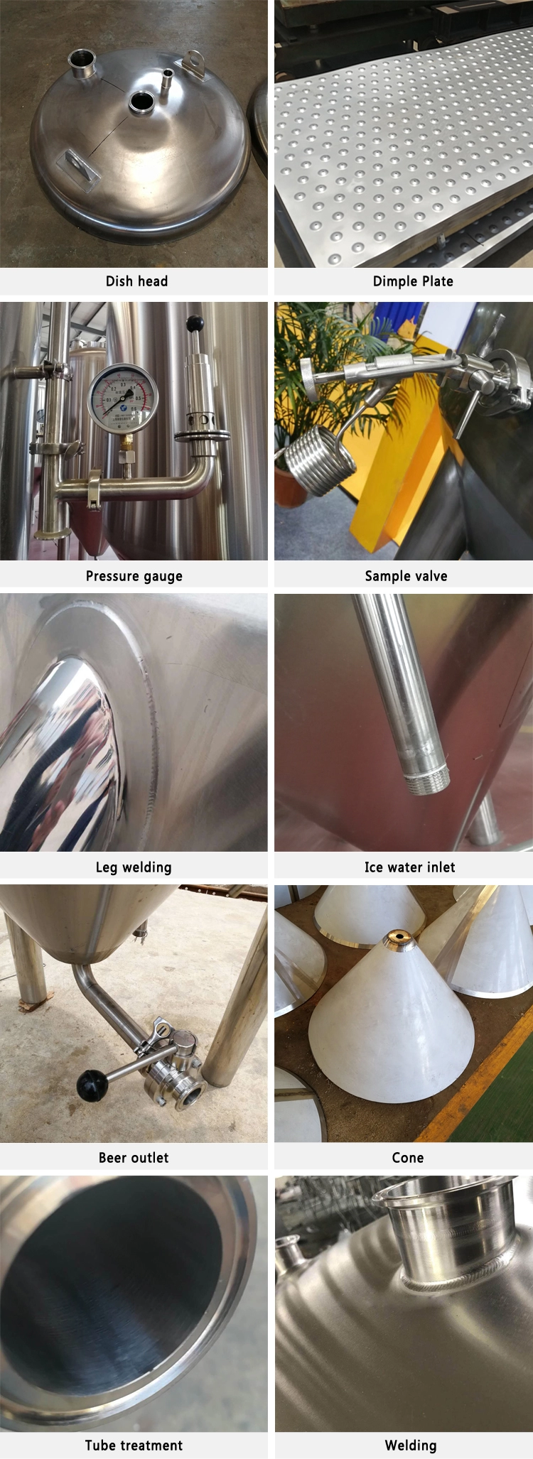 Barriles de acero inoxidable comercial de la cerveza 15 que elaboran el sistema