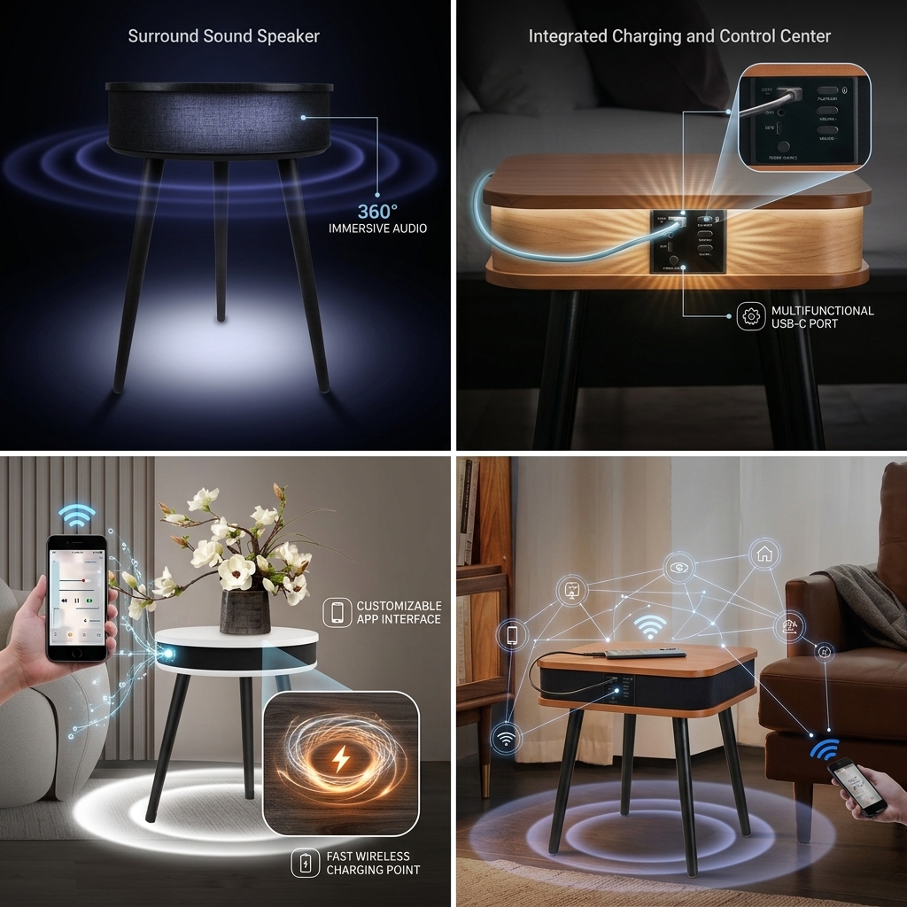 Smart Coffee Table AT106 5W Rectangle Charger Wireless Charging Modern Living Room