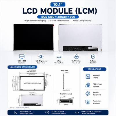 High Brightness TFT LCD Module 10.1 Inch LVDS WXGA Screen 1280x800 For HMI And