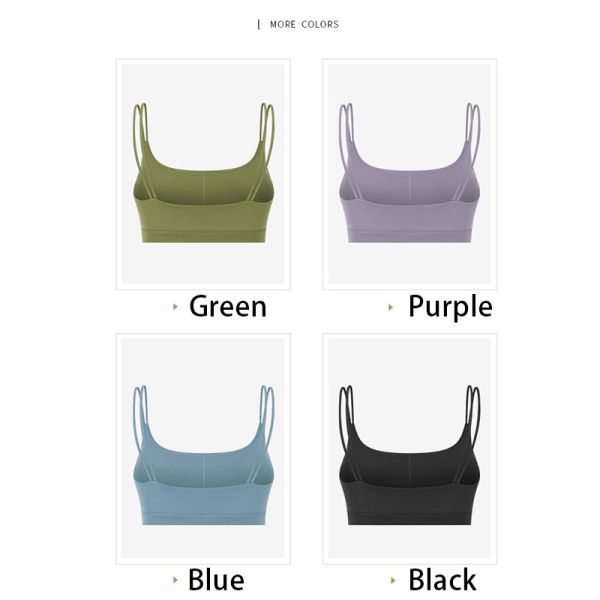 Yoga Push Up Womens Sports Bra Double Ribbon Sexy Nylon Quick Dry