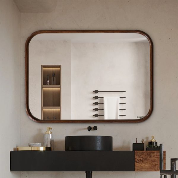 Rectangular Wooden Framed Bathroom Mirror 19*27inch 24*31inch Wall Hanging Installation
