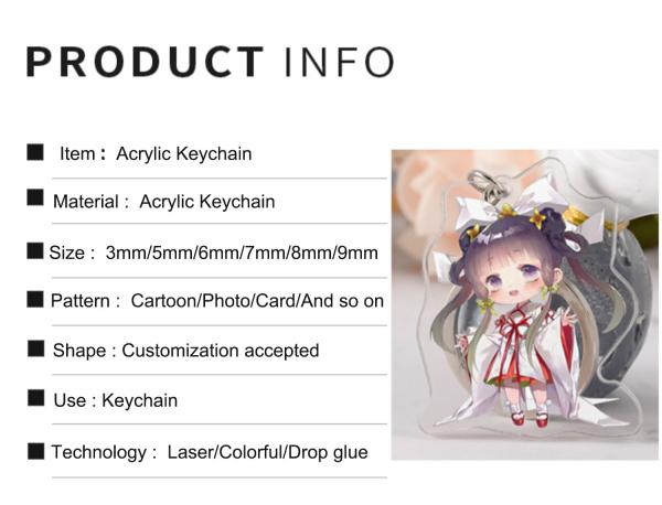 Transparent Acrylic Keychain With Metal Ring Durable Animation Cartoon Character Printed Ideal Gift Acrylic Keychain