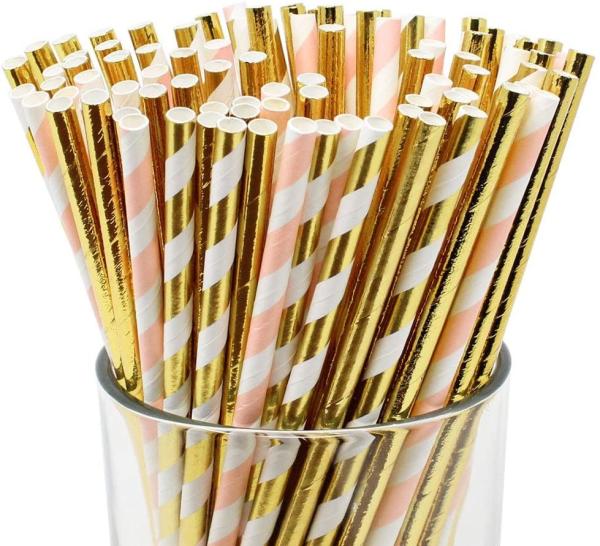 6.35mm New Year Party Decoration Biodegradable Wheat Festive Paper Straws