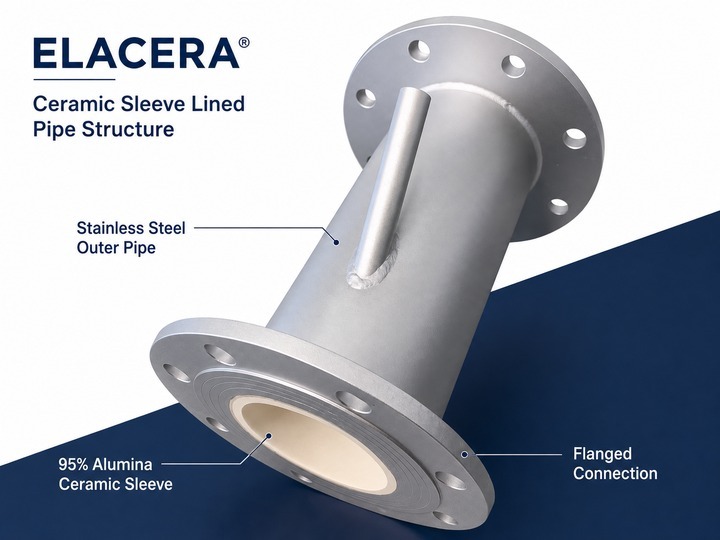 Stainless Steel Ceramic Sleeve Lined Pipe for Lithium Battery Powder Conveying