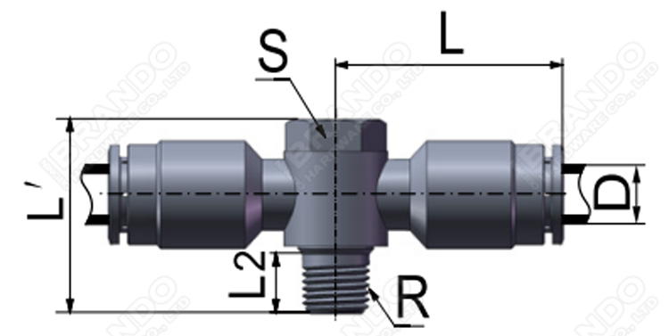 Tee Male Banjo Brass Pneumatic Push On Fittings 1/8'' 1/4'' 3/8'' 1/2''