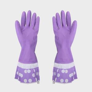 Purple Practical And Beautiful Extra Long Sleeve Rubber Gloves With Beautiful