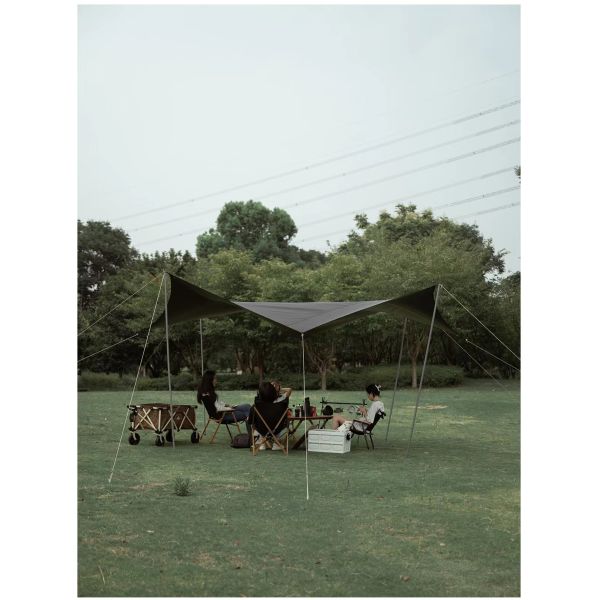 Aluminum Frame Camping Tarp Tent UPF 50 Canopy Sun Shelter Portable Large Picnic Beach