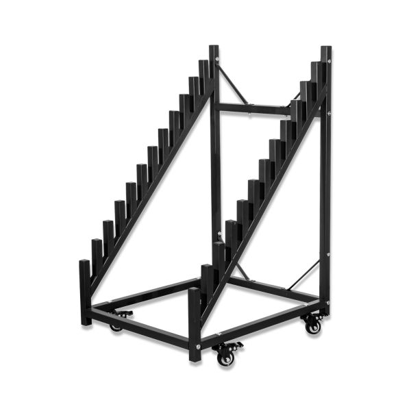 12 Layer Mobile Tile Display Rack High Carbon Steel Anti-Rust Lockable Wheels Triangle Reinforced Plastic End Caps