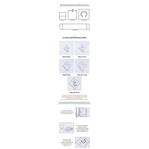 Plain White PE Membrane Suspension Box Plastic Floating Jewelry Case Transparent