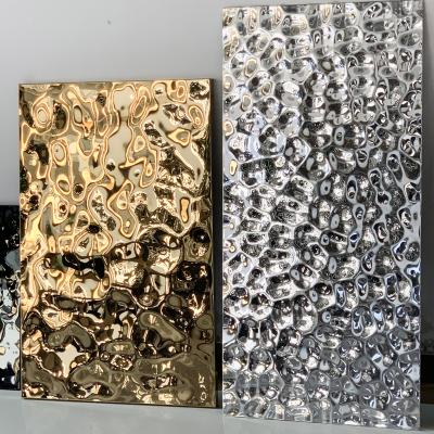 316 Water Ripple Sheet 4x8 3d Design Panel Gold Mirror Stainless Steel Plate