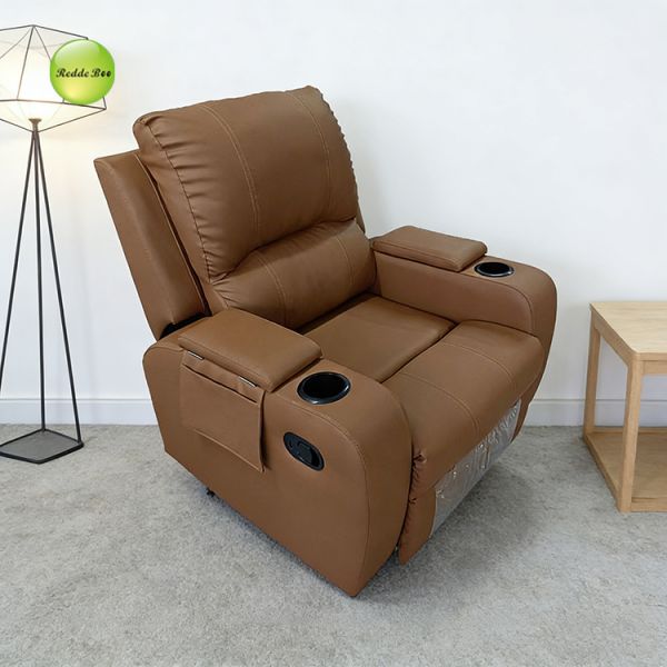 Modern Recliner Sofa with Multi-position Adjustable Backrest, Ergonomic Full-Body Support, and Built-in Storage Boxes