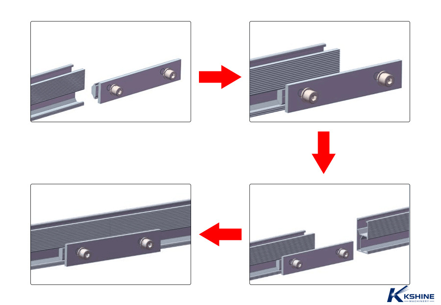 Custom AL6005-T5 Anodized Aluminum Solar Rail Splice Connector with SUS304 Bolts for Rooftop and Ground PV Mounting Systems