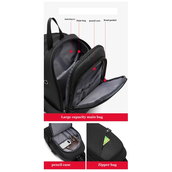 7.9 Inch IPAD USB Charging Shoulder Travel Sling Bag 18*10*30cm