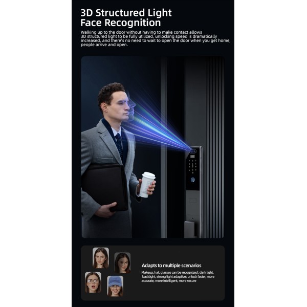 YAGU Double-sided 3D Face Recognition Automatic Smart Lock Fingerprint Combination Lock Entry Door Security Door Household Locks