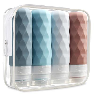 Ensemble de flacons de voyage en silicone rechargeables 90 ml, bleu océan, étanches, approuvés par la TSA