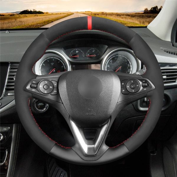 Mewant vegan suede plus leather plus carbon fiber steering wheel cover for Holden Commodore  Astra Calais 2018-2020 car interior