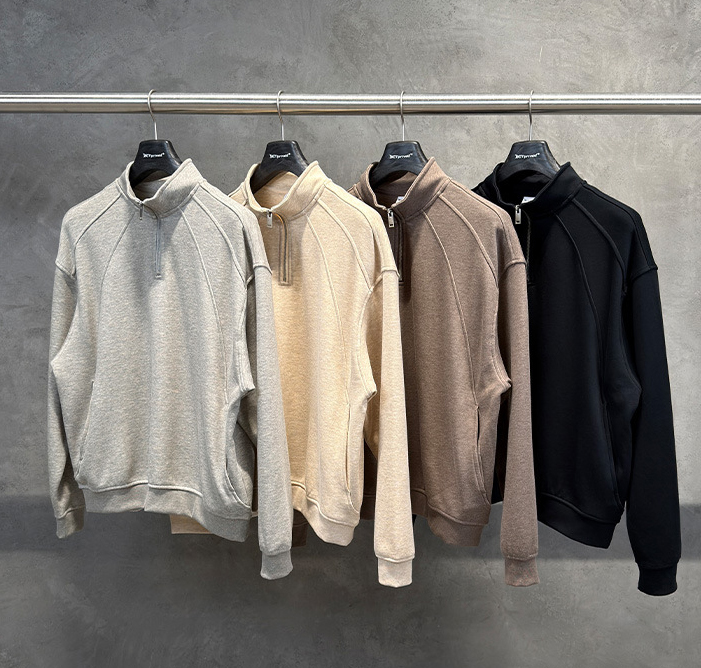 Men 320G Half‑Zip Polo Quarter‑Zip Sweatshirt, Custom OEM ODM