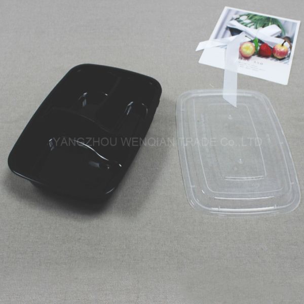 Plastic 3 Compartments Bento Box-Disposable Food Storage Containers-Disposable Plastic Containers-Disposable Lunch Boxes