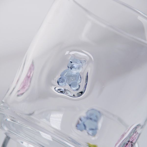 Hand Blown Gummy Bear Icon Glass,400ml Clear Tumbler With Cute Colorful Bear ,fun Whiskey Juice Glass For Kids Adults,cute Barware Gift