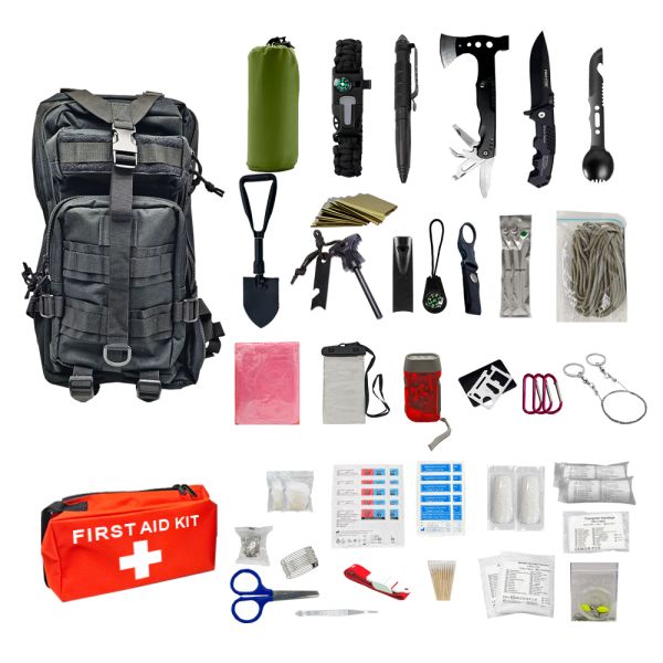 Outdoor Travel Disaster Preparedness Kit Medical  Waterproof Tactical Backpack