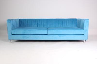 Event rental home furniture sofa velvet faric long back sofa upholstered armrest sofa with nice design legs