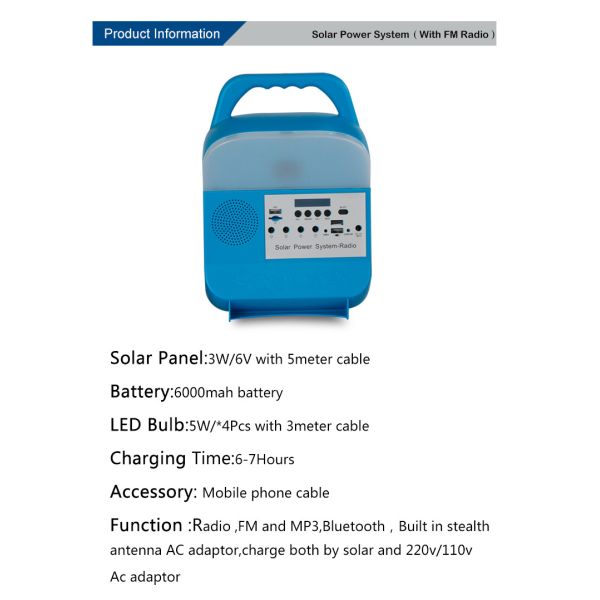 Осветительная установка MP3 батареи лития солнечная мини домашняя с радио