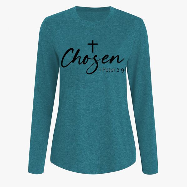 Customizable Dark Blue Long Sleeves Rose ODM T Shirts For Women