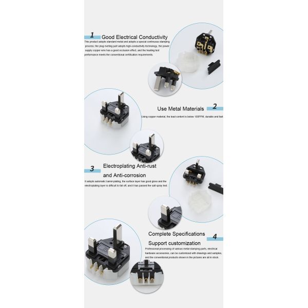 Tipo parte movible 4.0*8.0m m de BS1363 G del enchufe del VDE del cordón de Electric Power