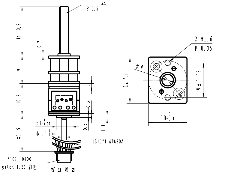10mm Mini Gear Motor with 150 mA Current 3.3V~12V Voltage and 40Ω±7% Resistance 2 Phase Stepper Motor