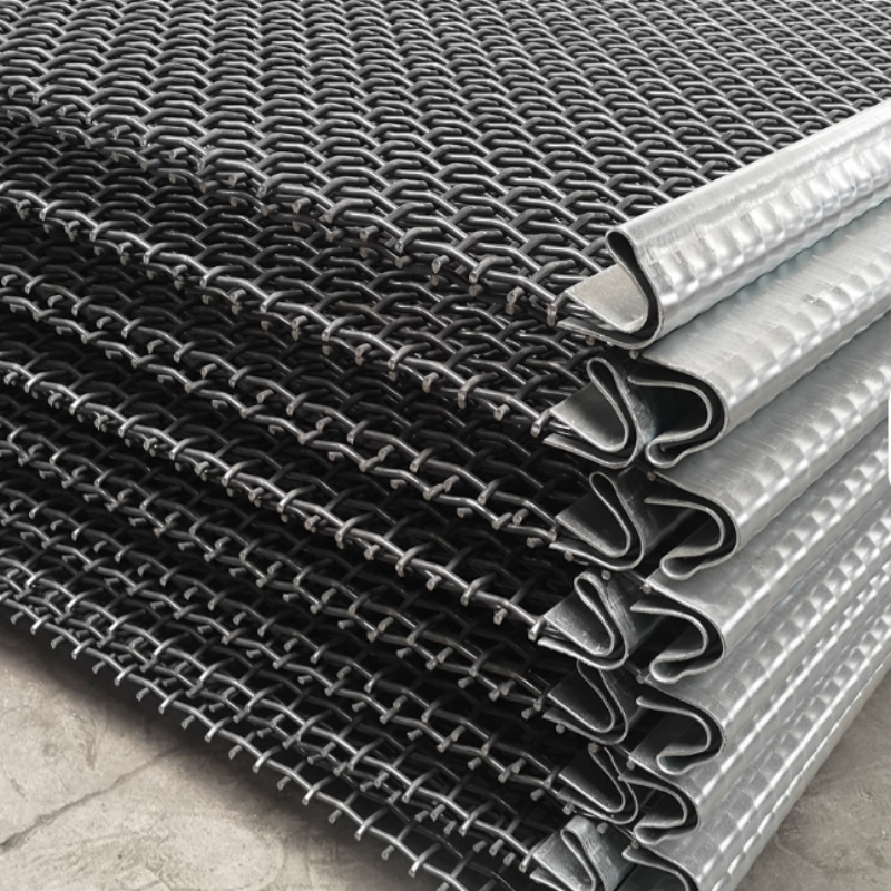 65Mn Manganese Steel Crimped Wire Mesh with 5mm-12mm Wire Diameter and 30mm-80mm Opening Size for Heavy Duty Screening