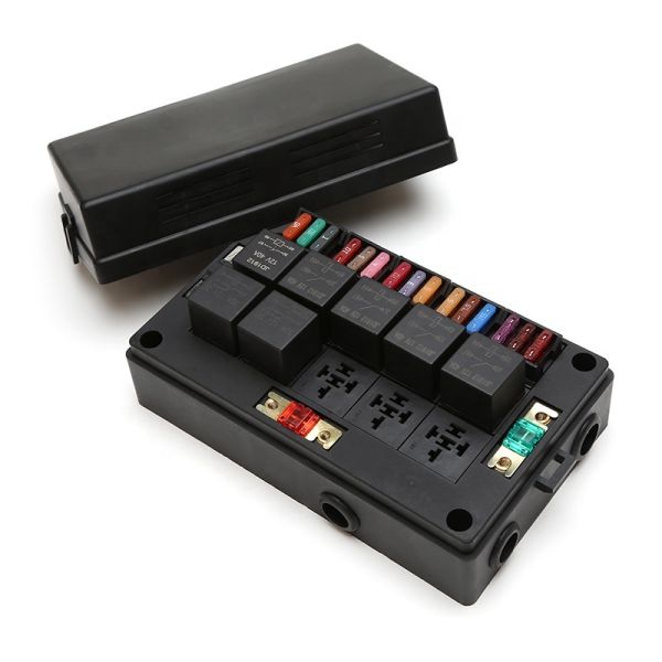 Waterproof Automotive Fuse Holder with 10 Relays and 15 Way Blade Fuses for 40A Current Protection