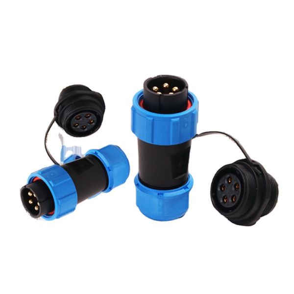 IP68 Waterproof Circular Plastic Connectors Inline Cable Plugs Brass Contact