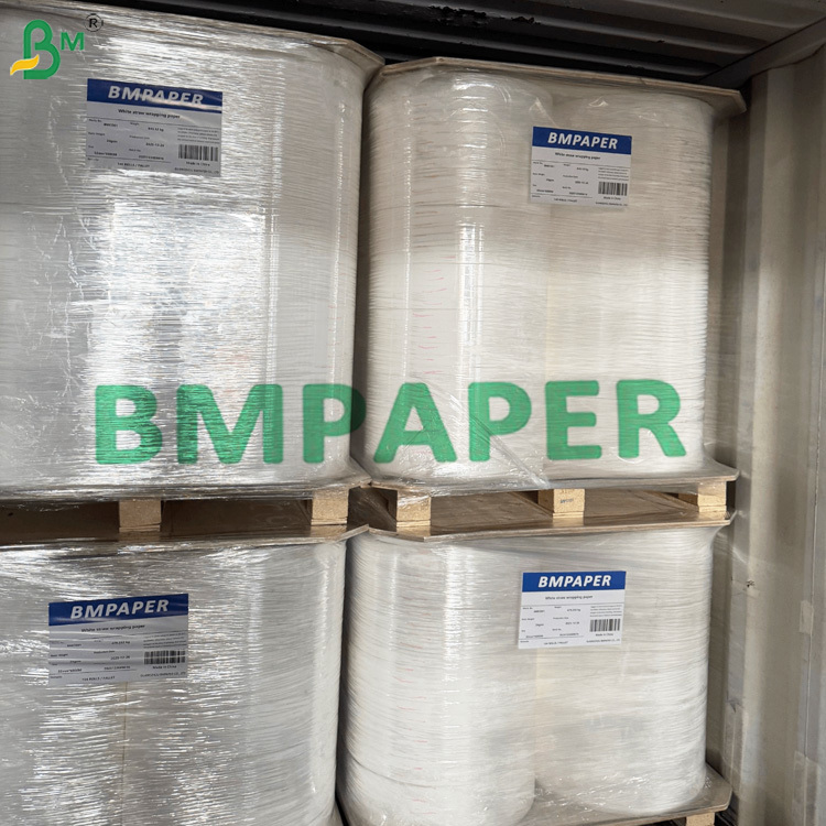 24gsm 28gsm White Straw Wrapping Paper Small Roll Custom Logo Printing For Straw Wrapping Machine