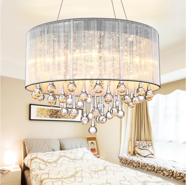 Possin Euro Jolie Sliver Fabric Crystal Ceiling Lights for Hotel Living Room Bedroom (WH-CA-04)