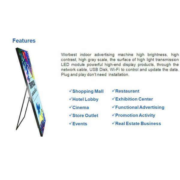 Nationstar Led Poster Panel , P2.5 P3 Video Advertising Display With Foldable Stand