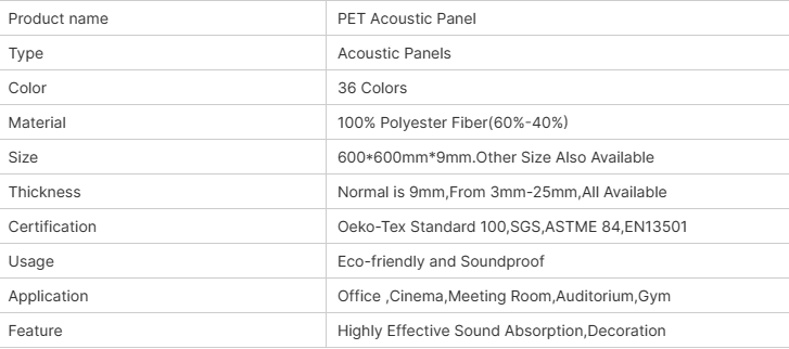 100% Felt Fiber Polyester Soundproof Acoustic Panel for Auditorium Gym Customization