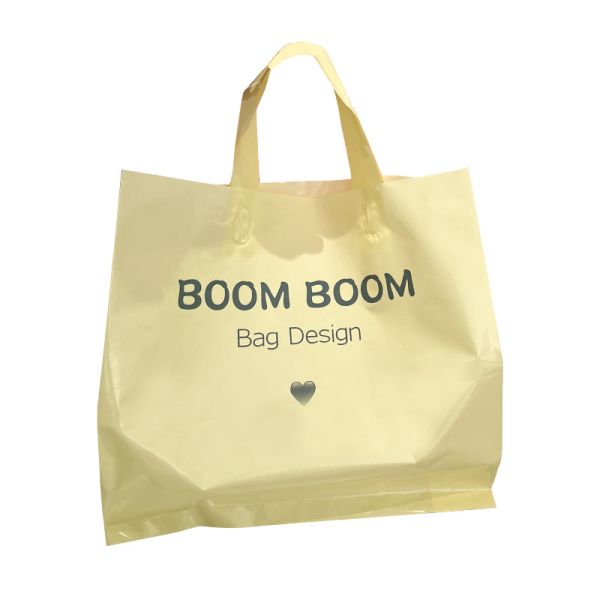 Custom Logo Accepted Soft Loop Handles Tote Shopping Plastic Bag for Clothing Packaging