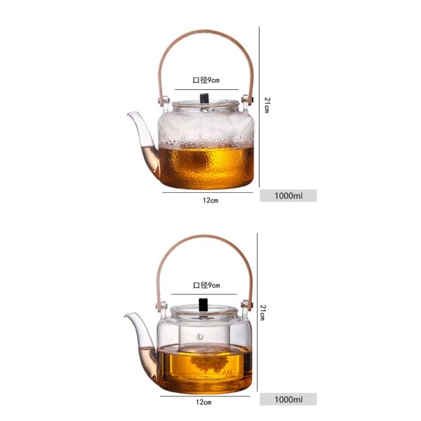 Handmade 1000ml Clear Glass Teapot Borosilicate Material Eco Friendly