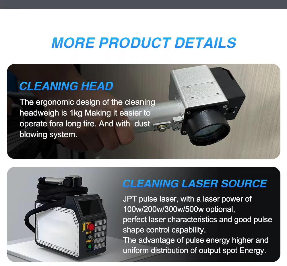 Portable 200W/300W Fiber Laser Cleaner for Stainless Steel Metal Wood & Walls-Easy Outdoor Use